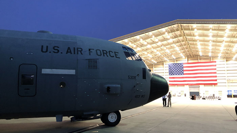 The USAF Reserve WC-130J “hurricane hunter” arrives in Aruba for the Caribbean Hurricane Awareness Tour. The planes and crews are with the USAF 403rd Wing, 53rd Reserve, located at Keesler AFB in Biloxi, Mississippi. During the 2018 hurricane season, the 53rd WRS flew 43 missions over the Atlantic basin.