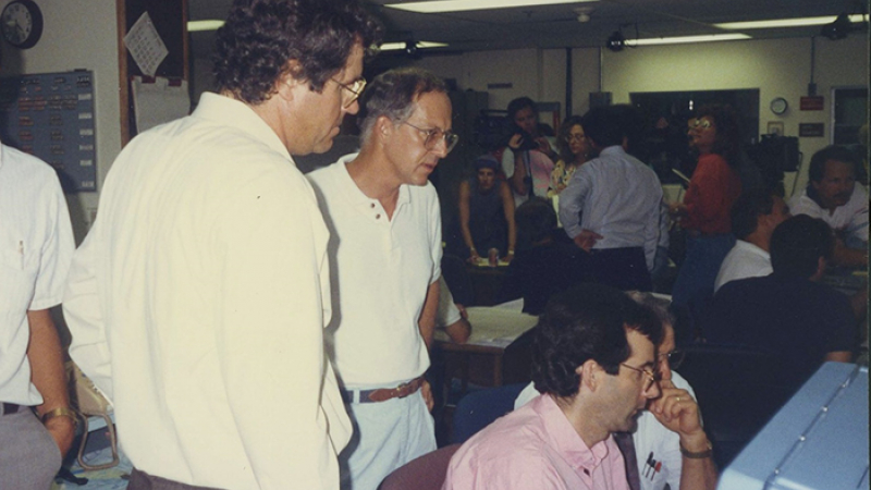 NOAA National Hurricane Center personnel on Aug. 24, 1992. Left to right: Dr. Richard Pasch, Max Mayfield, Dr. Ed Rappaport.