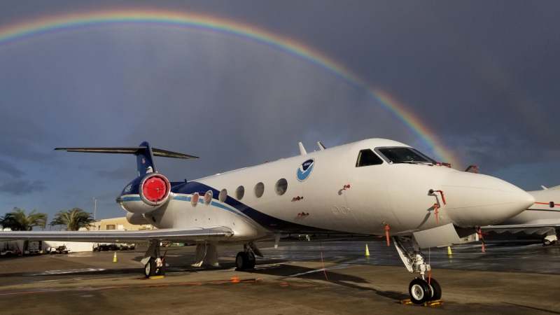 NOAA's G-IV prepares to launch from Honolulu for a winter mission.