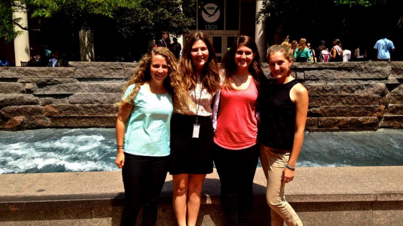 During her internship in 2014, Kate lived in Silver Spring, Maryland, with three other Hollings scholars who became friends (left to right: Molly Cain, Kate Bemis, Katharine Egan, and Jorie Heilman).