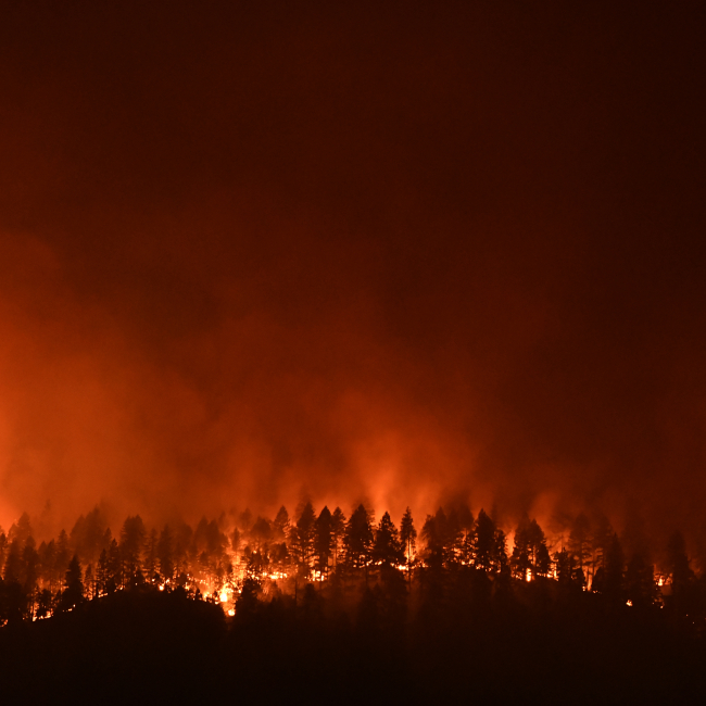 Fire blazes at Rum Creek fire in Oregon: August, 2022.