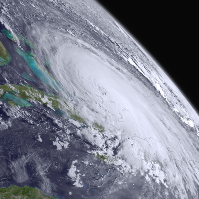 Hurricane Joaquin reaches Category 4 strength near the Central Bahamas on October 1, 2015. 
