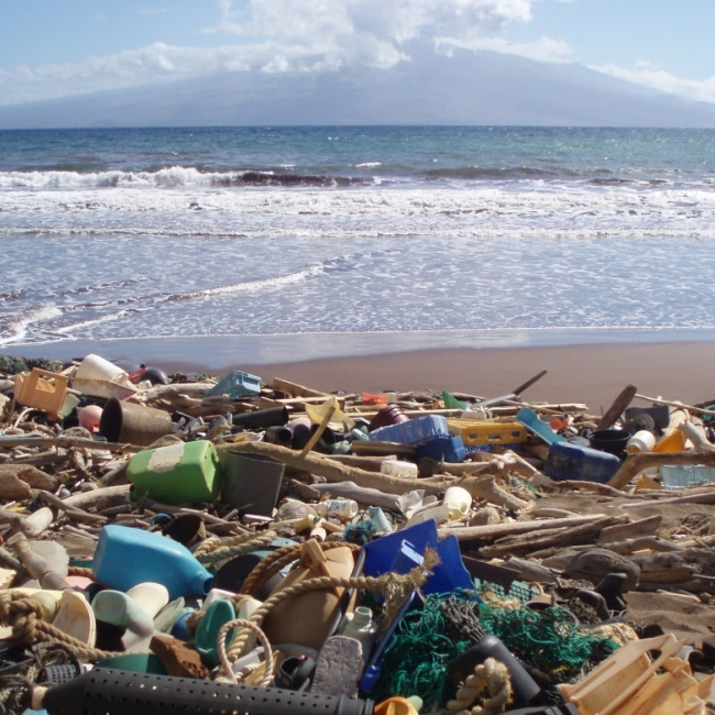 Marine debris washed ashore on the Hawaiian island of Kaho'olawe.