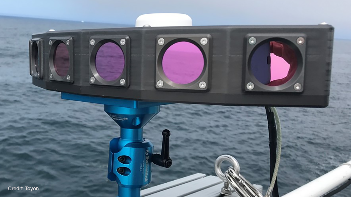 The infrared cameras that track whale blows can be positioned on a shoreline or mounted on a vessel. 