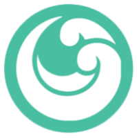 green circular background with white ocean wave icon