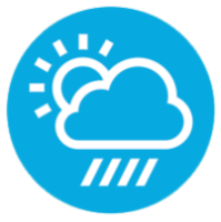 medium blue circular field with white weather icon