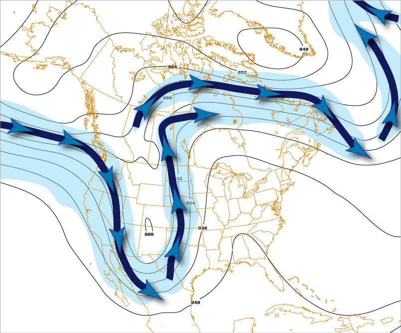 current weather map jet stream