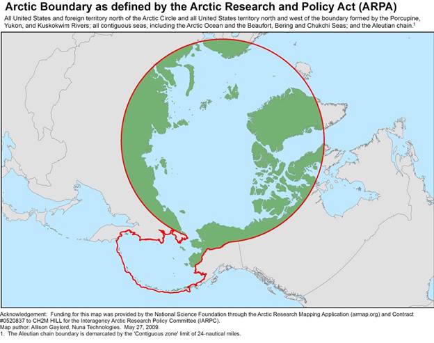 Arctic Boundary map as defined by the Arctic Research and Policy Act (ARPA), 2017