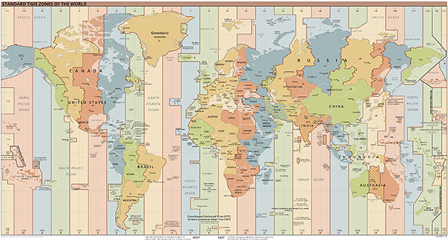 Map of the world's time zones.