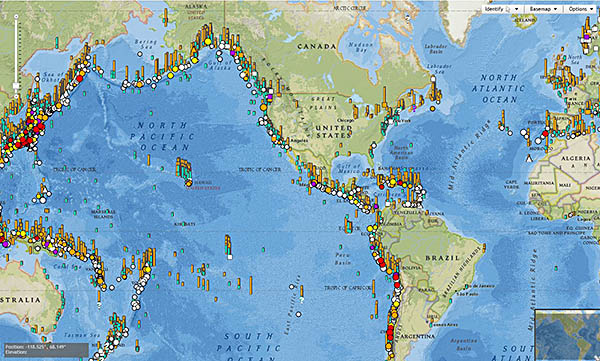 Tsunami source events and observations. Visit the interactive Natural Hazards Viewer to explore previous events or download a poster of tsunami source locations from 1610 BC to AD 2017.