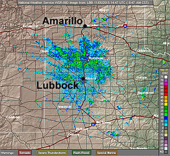 NWS Lubbock Doppler radar image.