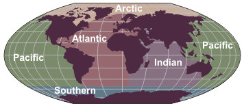 The World's major oceans.