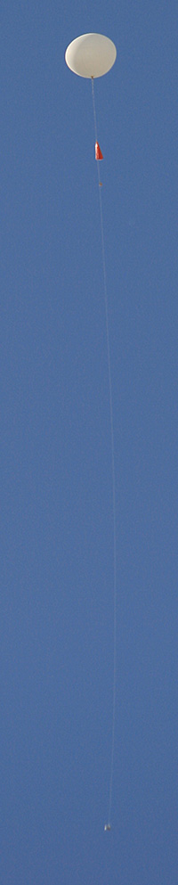 A radiosonde ascending a couple of minutes after release of the balloon. 