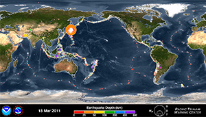 Animation of earthquake locations during the first 15 years of this century.