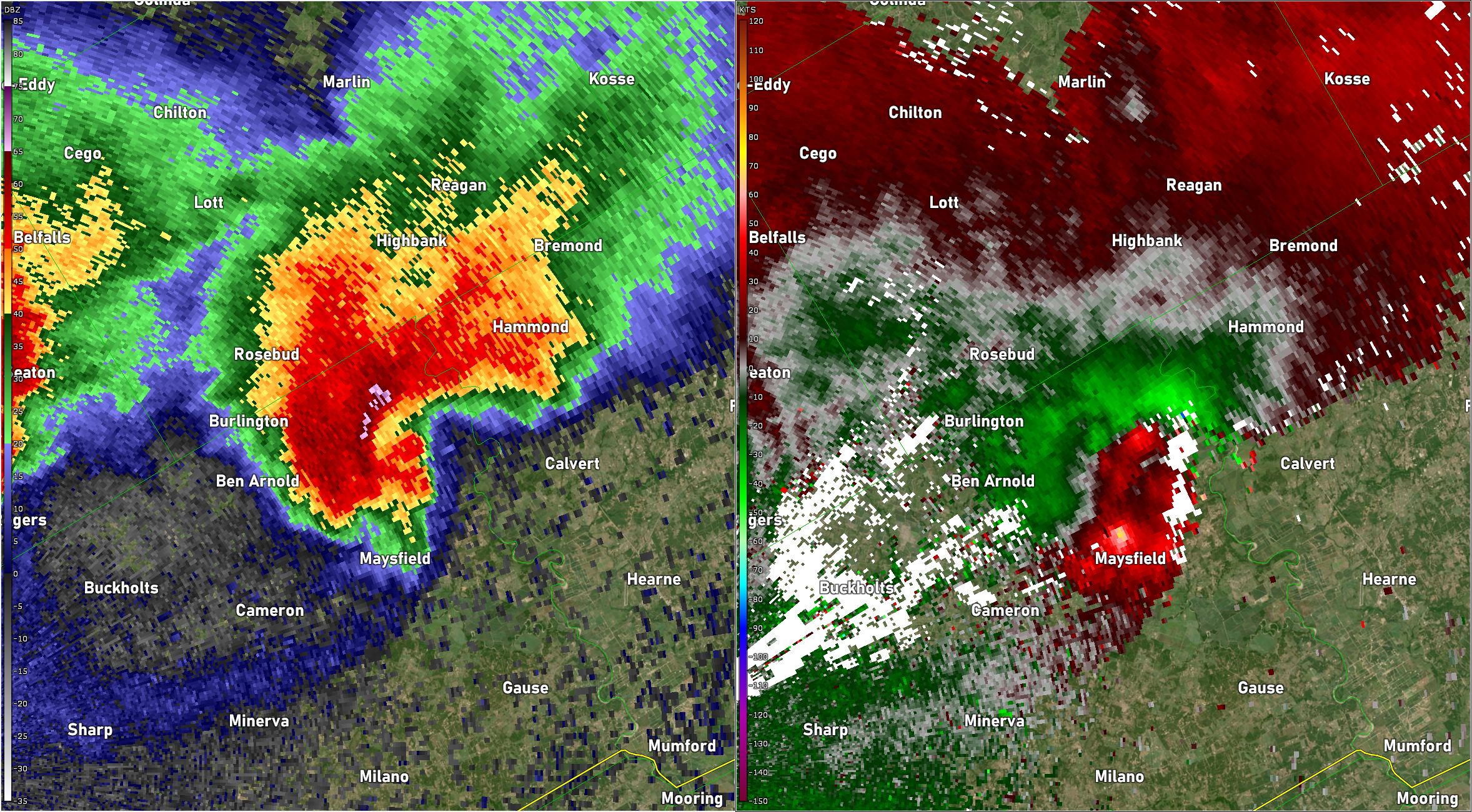 The same storm scanned three minutes later after switching to VCP 212. 