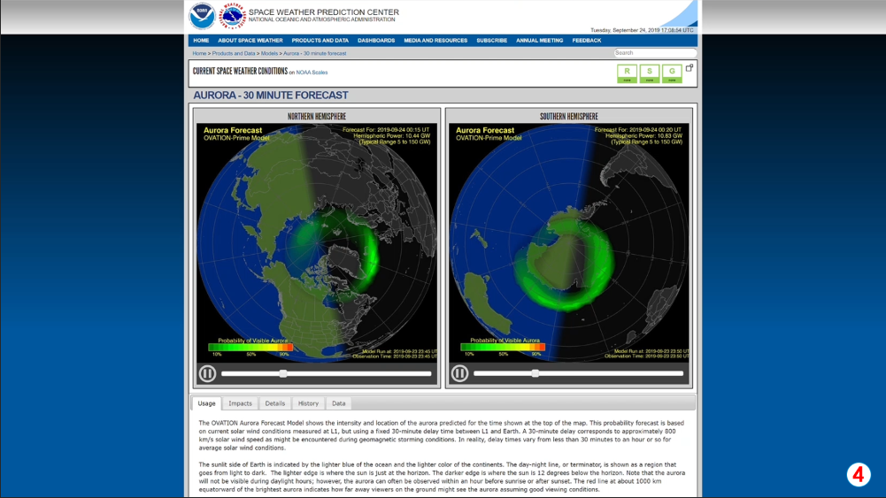 Step 4: Watch the aurora animation in both the Northern and Southern Hemispheres. 