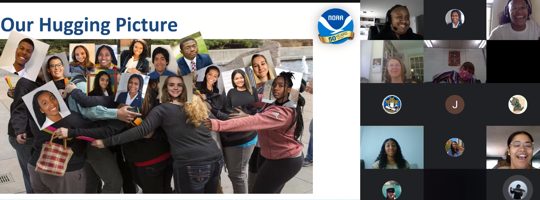 During the reflection of the 2020 EPP/MSI undergraduate scholarship class, the scholars joked that they had to hug virtually since they never got to meet in person.	