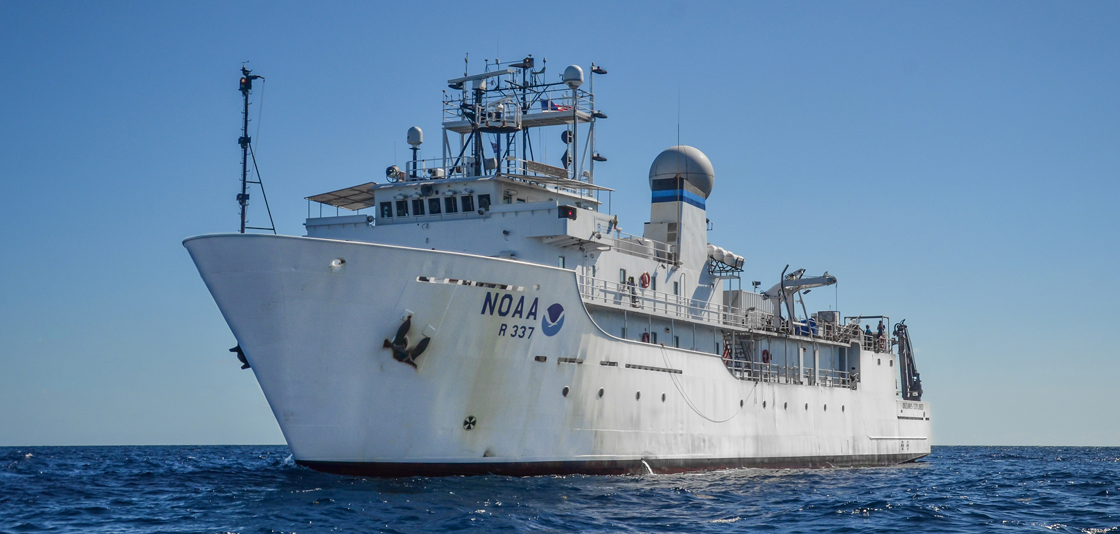 NOAA Ship Okeanos Explorer, seen here during a mission in the Gulf of Mexico, will be replaced by Discoverer, a new ship being built for NOAA.