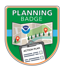 The planning badge shows a map and checklist action plan.