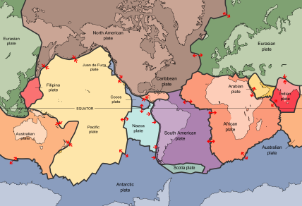 View enlarged image of earth's tectonic plates. Source: U.S. Geological Survey