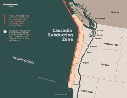 Location of the Cascadia subduction zone. Source
