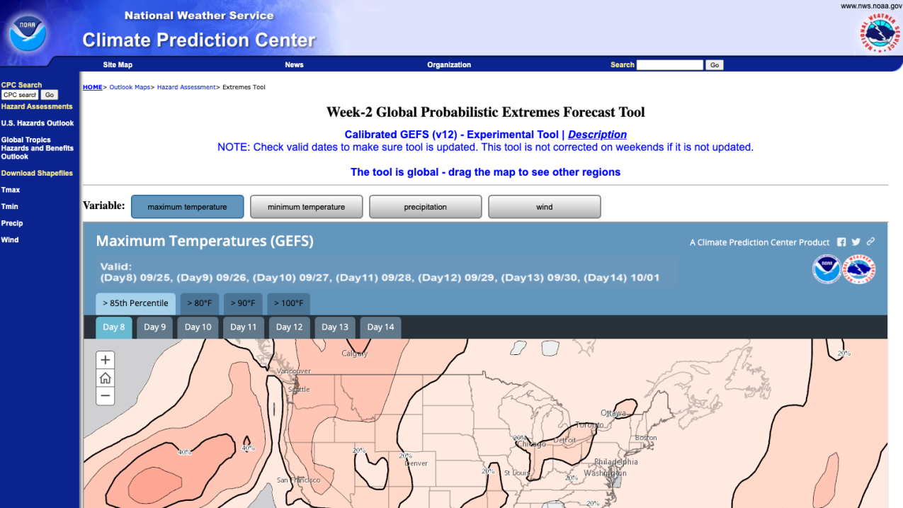 Screenshot of CPC Prediction Threat Tool