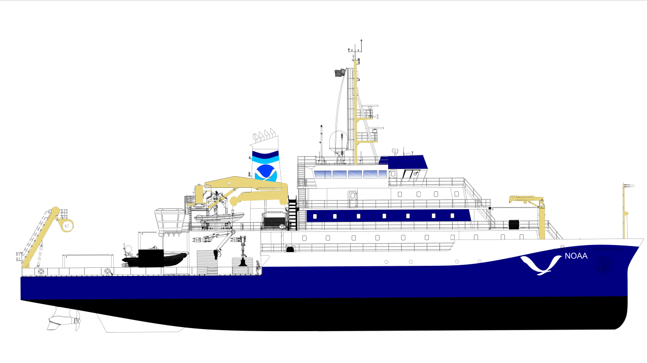 Illustration depicting the oceanographic research vessel Discoverer.