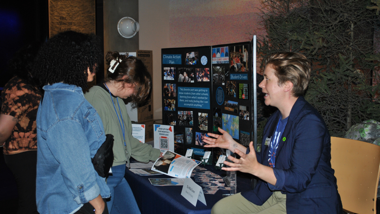 Attendees discussing The Wild Center at their share-a-thon table.