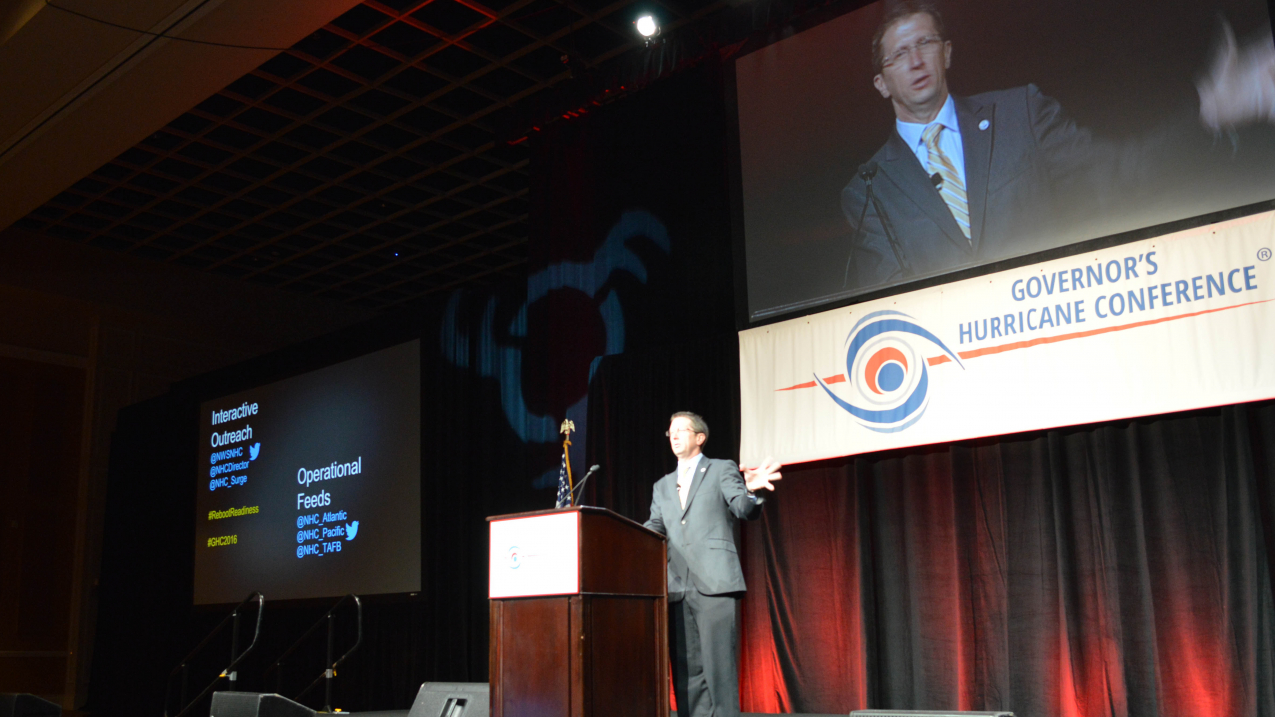 Former National Hurricane Center director Rick Knabb spoke at the 2016 Governor's Hurricane Conference in Orlando, Florida.