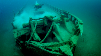 Schooner within Wisconsin Shipwreck Coast National Marine Sanctuary.