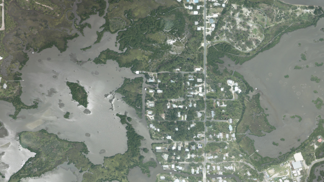 Aerial view of Cedar Key, Florida collected by NOAA aircraft on August 7, 2024.