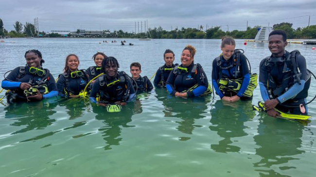 The first Your Shores cohort learning to scuba dive.