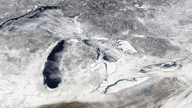 Great Lakes ice cover on February 12, 2018.
