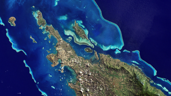 The lagoons and reefs of New Caledonia.