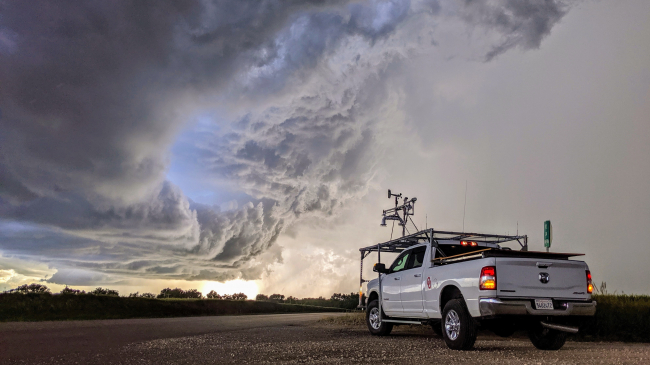 May 18, 2019 -- Cherokee, Oklahoma: NOAA and partner scientists take observations from the core of a severe storm as part of the TORUS project, or Targeted Observation by Radars and UAS of Supercells, which is designed to understand relationships between severe thunderstorms and tornado formation.
