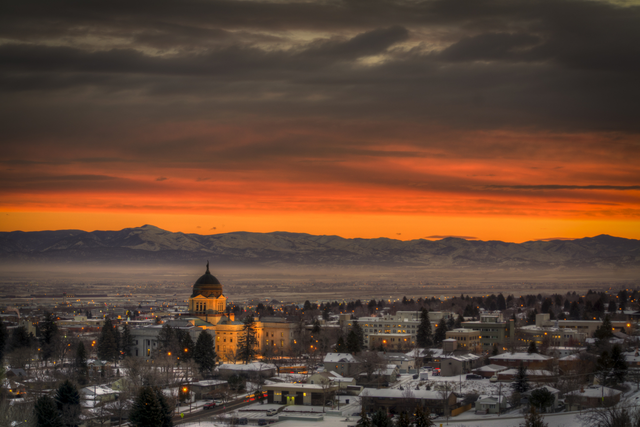 Montana's State Capitol building at sunrise