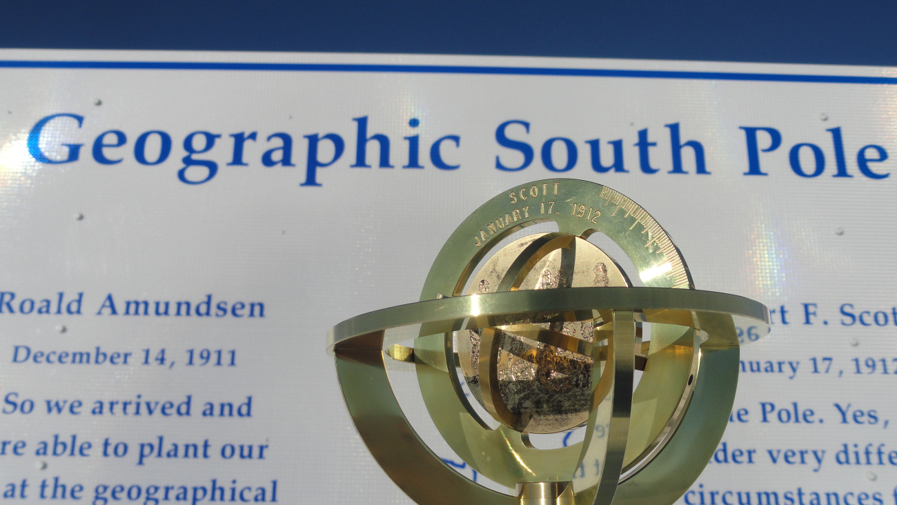 The Geographic South Pole monument