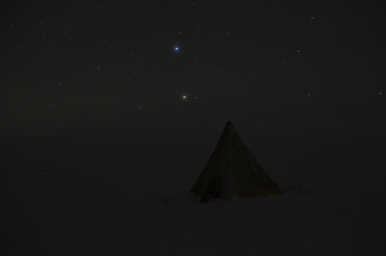 Night camping at South Pole Station