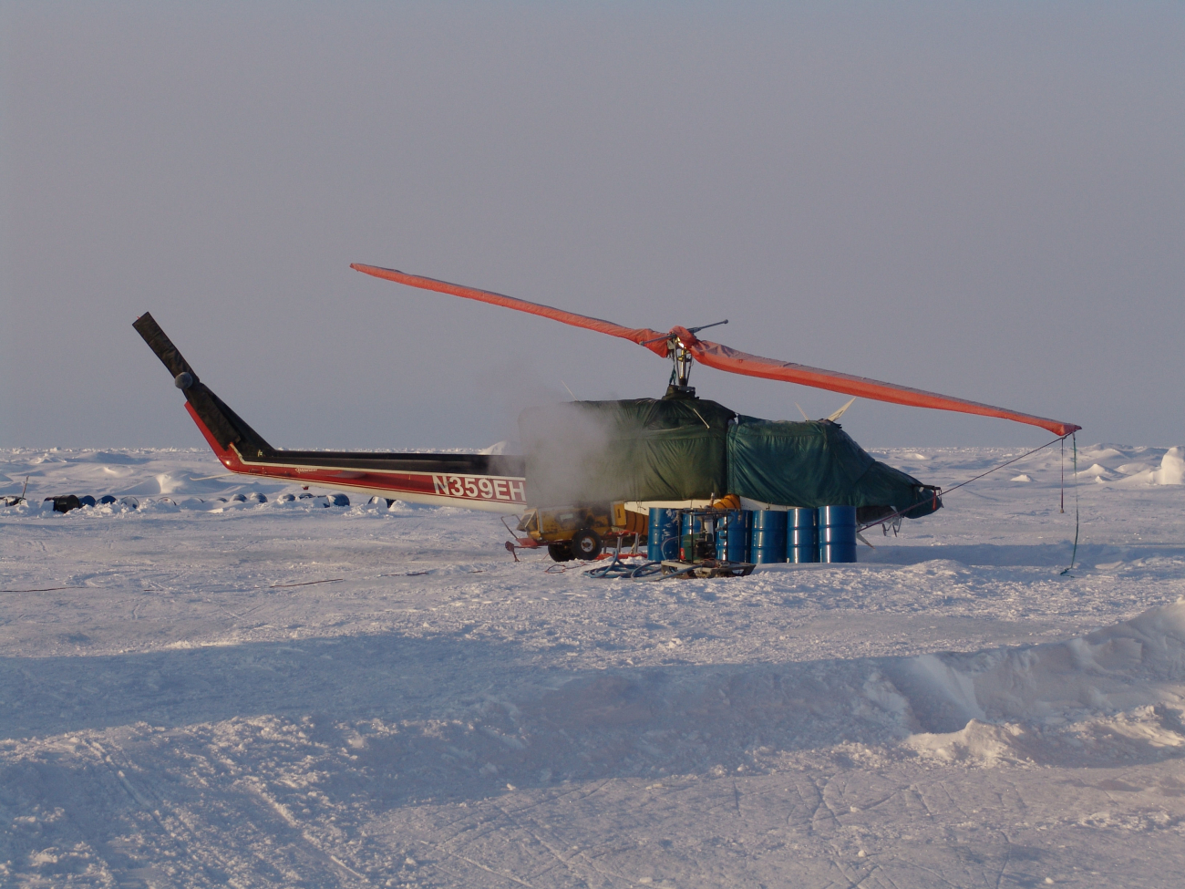 Helicopter transportation for studies of ice in vicinity of ice camp