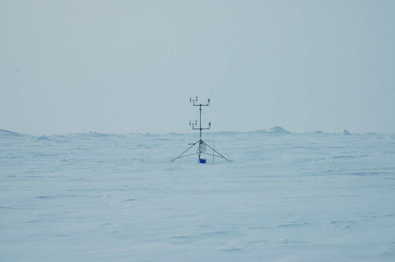 Meteorological sensor array set on the ice