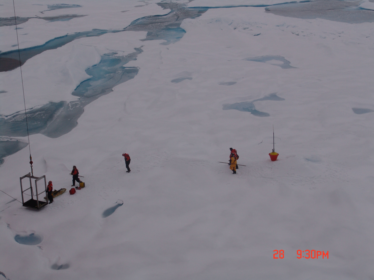 Returning to the CG Icebreaker HEALY after placing ice buoy in position