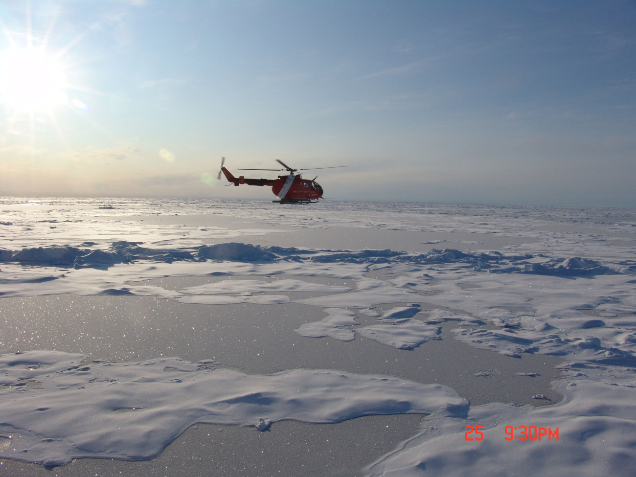 Helicopter from the Canadian Coast Garde icebreaker LOUIS S