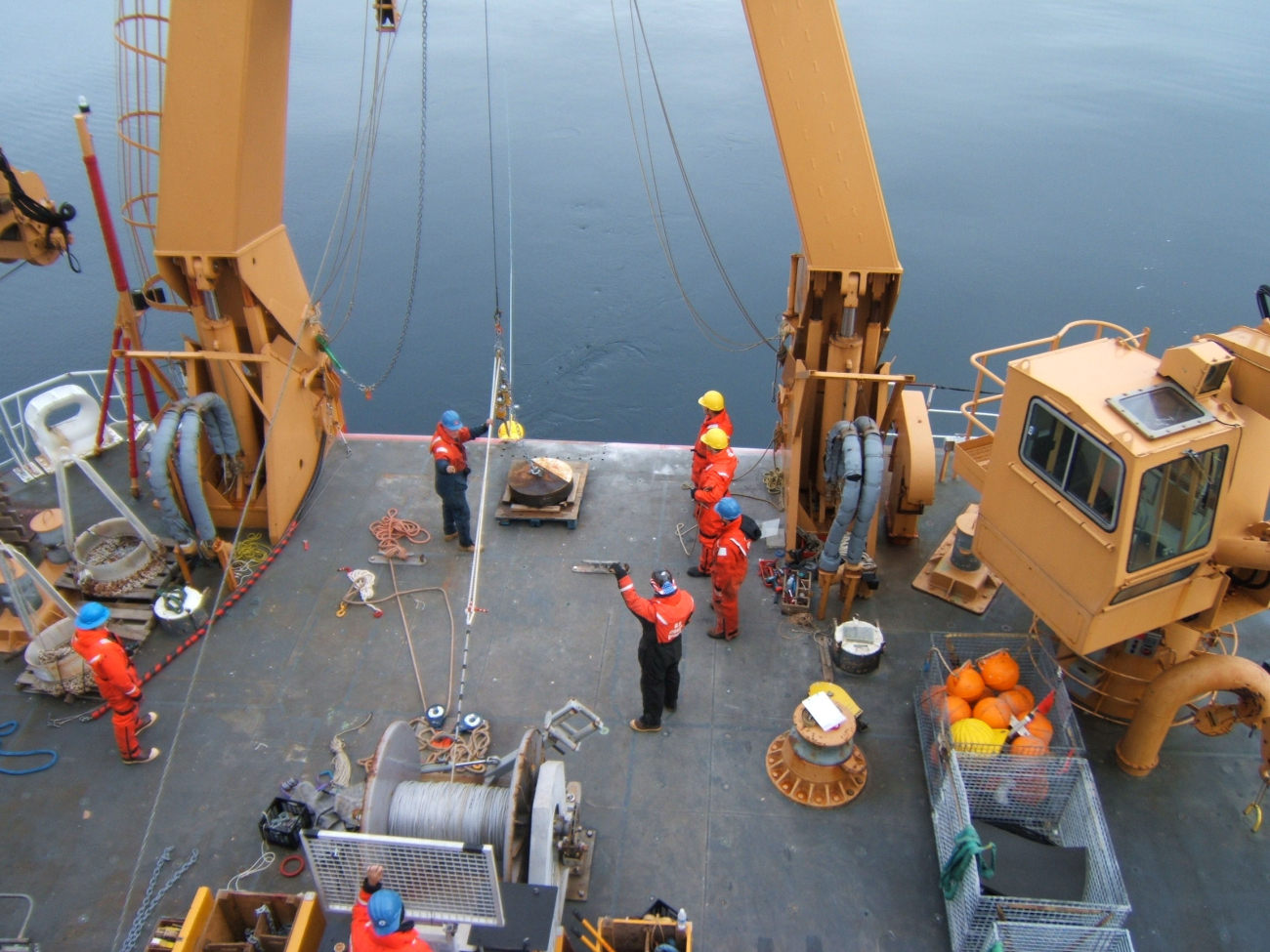 Deploying instrument package from stern of USCGC HEALY