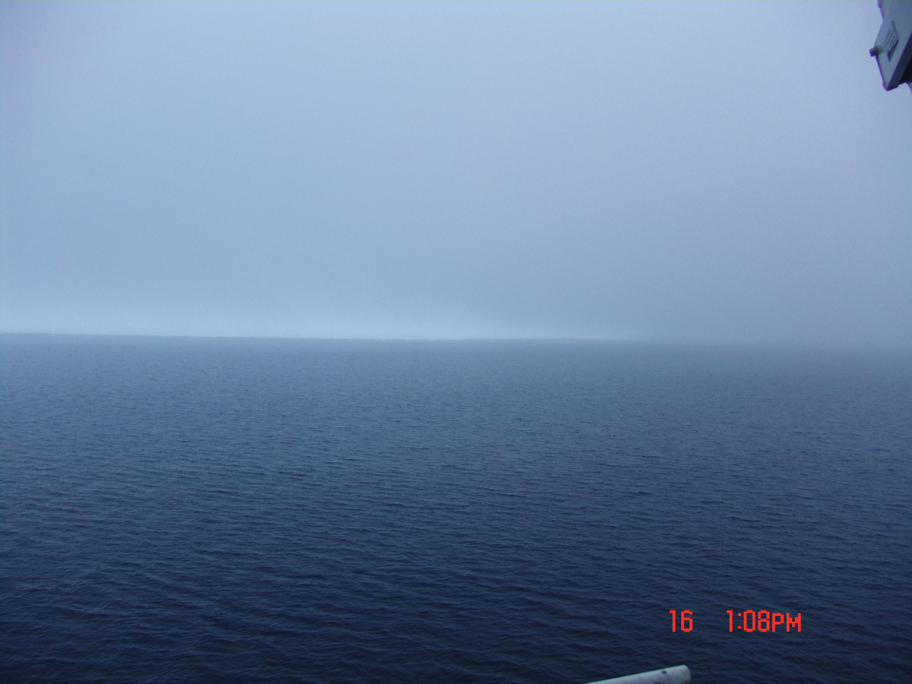 Fog and open water completely devoid of ice floes