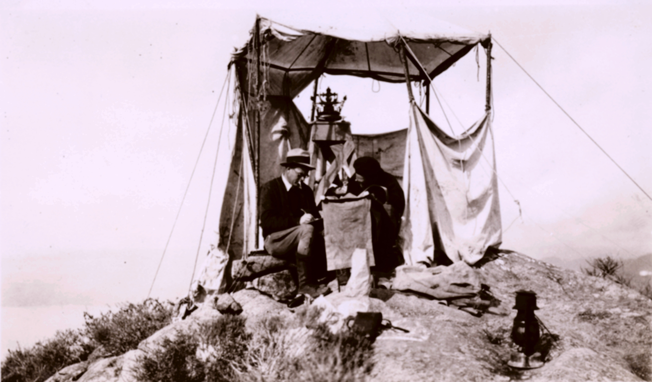 Lieutenants Charles Pierce and William Tucker checking the results oftriangulation observations