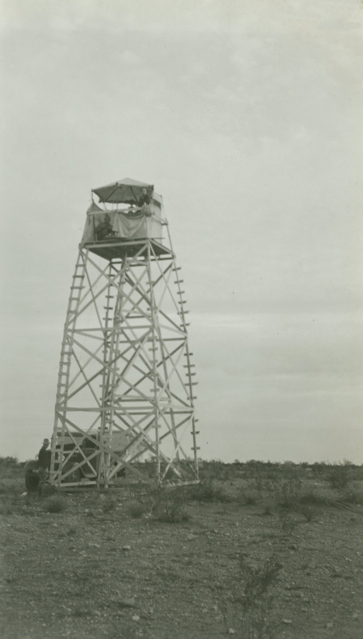 An unidentified triangulation station with tower, possibly in Arizona
