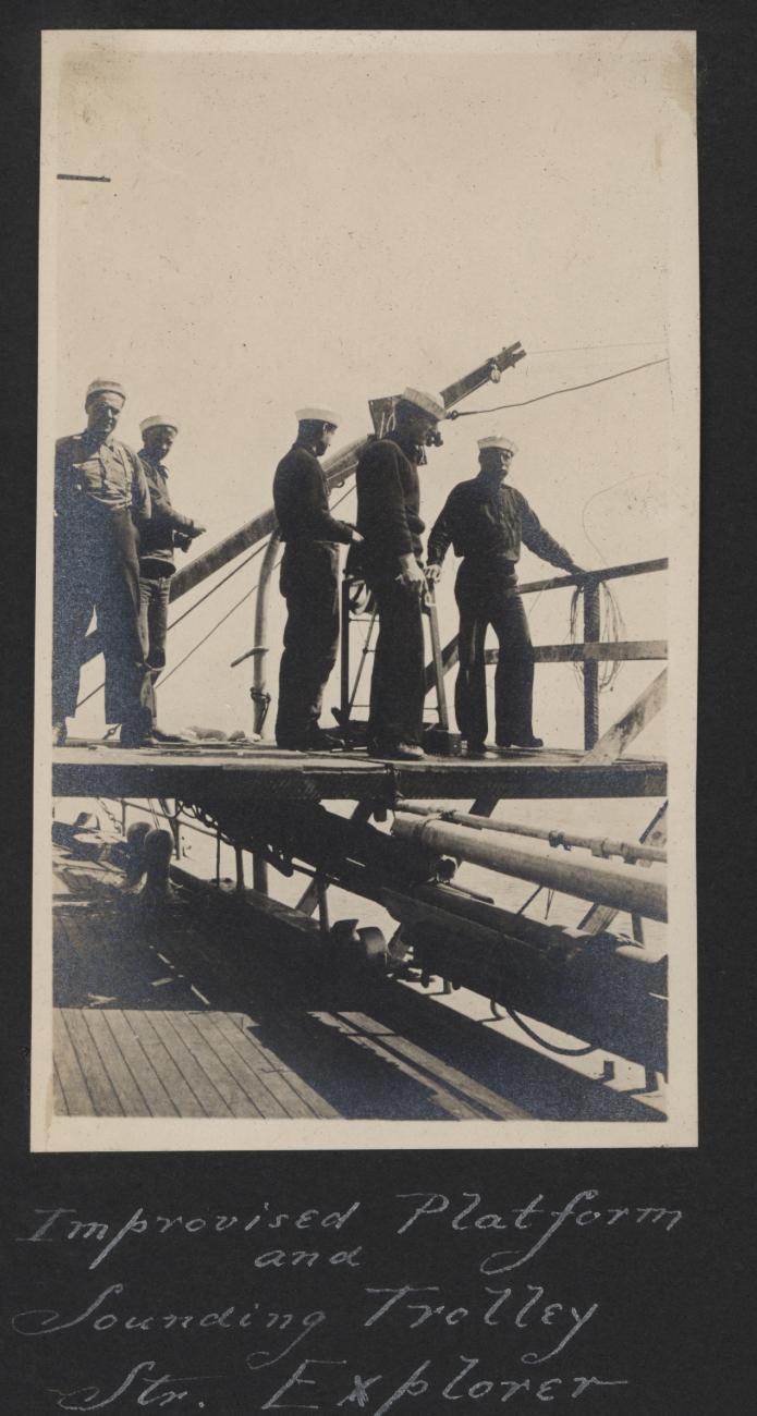 Improvised platform and sounding trolley platform on the Steamer EXPLORER