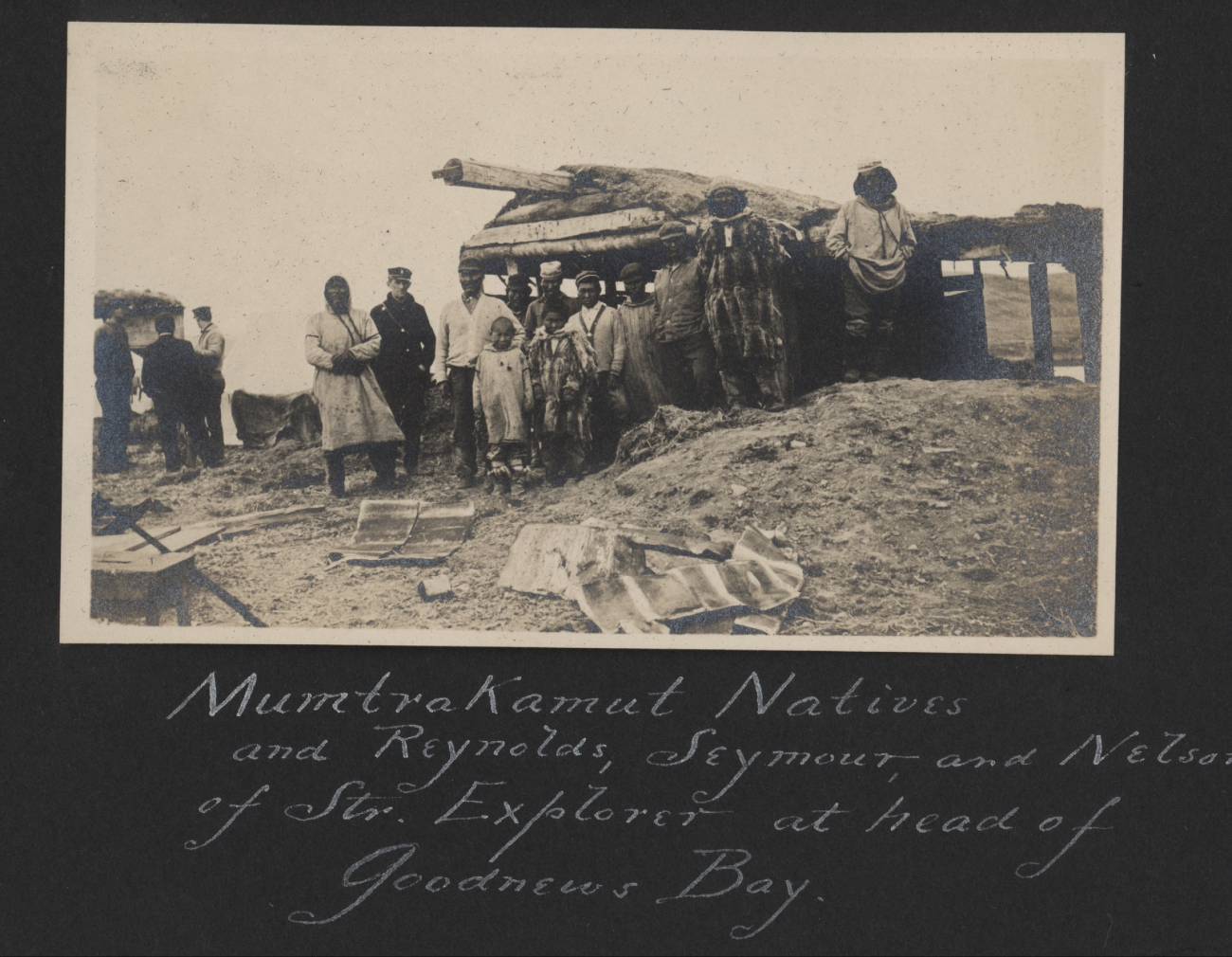 Mumtrakamut natives and Reynolds, Seymour, and Nelson of the SteamerEXPLORER at head of Goodnews Bay