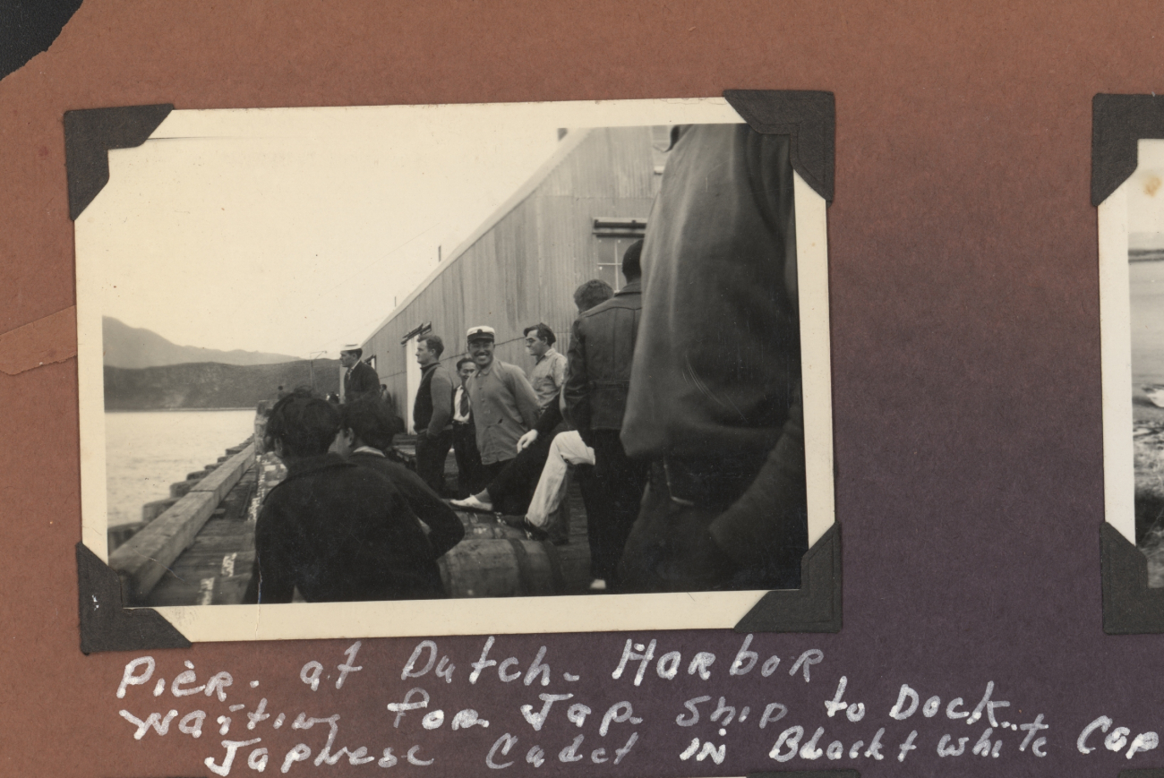 Pier at Dutch Harbor - Japanese maritime cadet waiting for Japanese ship to dock