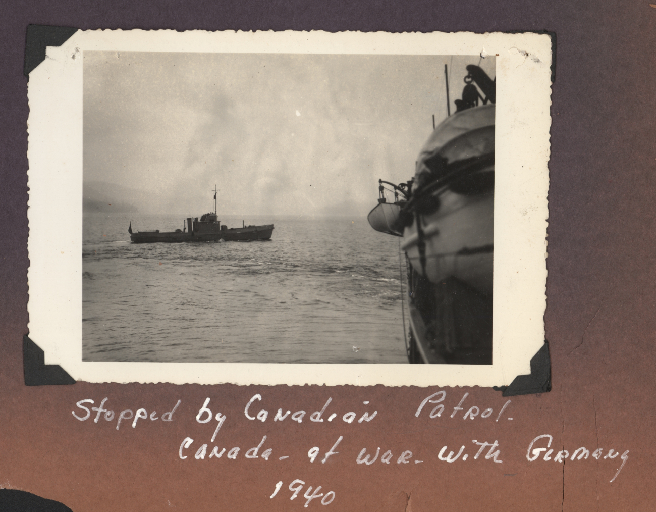 Coast and Geodetic Survey Ship SURVEYOR stopped by Canadian patrol inCanadian Inside Passage as Canada the British Commonwealth of Nations was atwar with Germany at the time